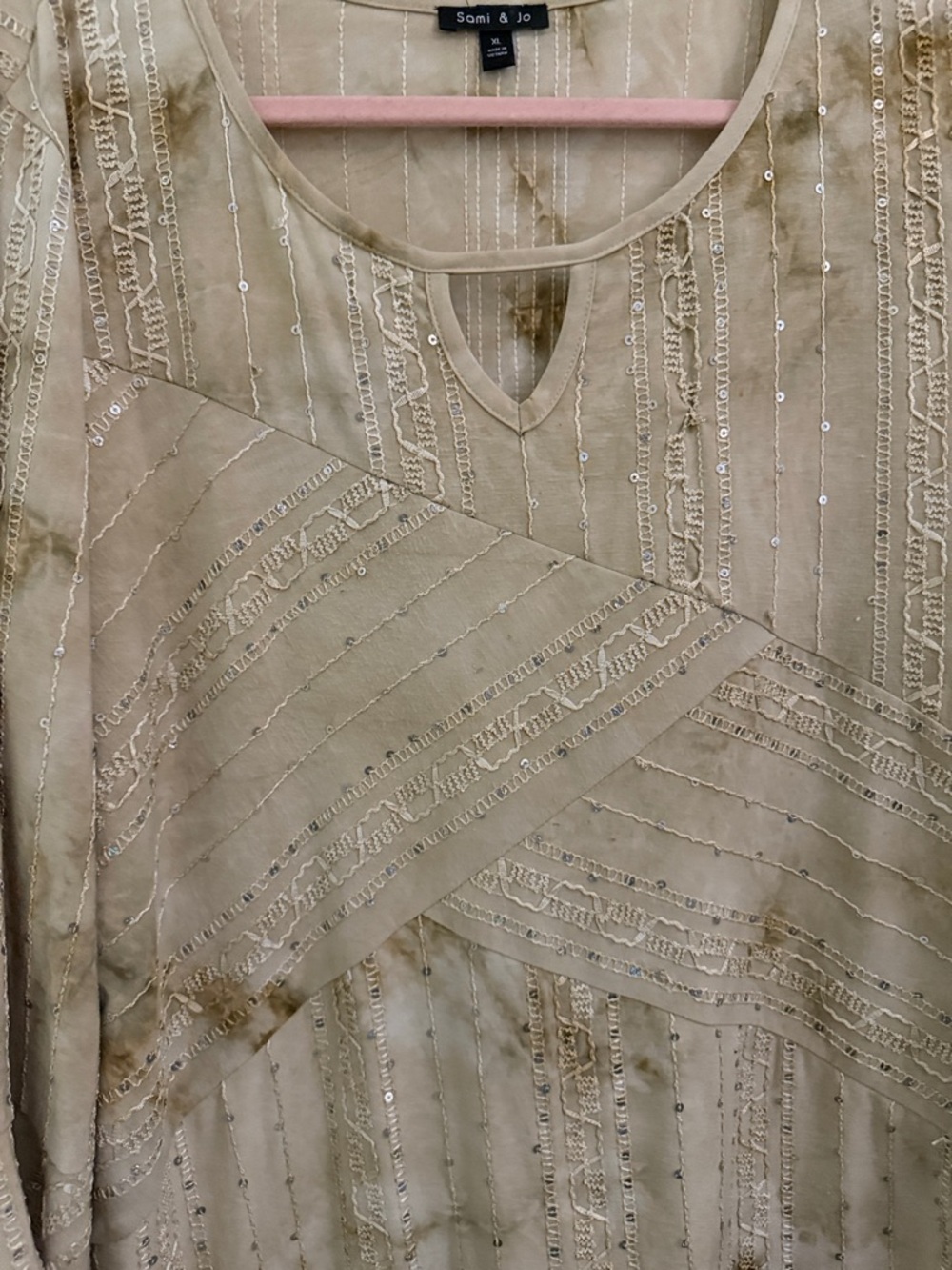 Sami & Jo Beige Embellished V-Neck Tunic - Picture 3 of 3